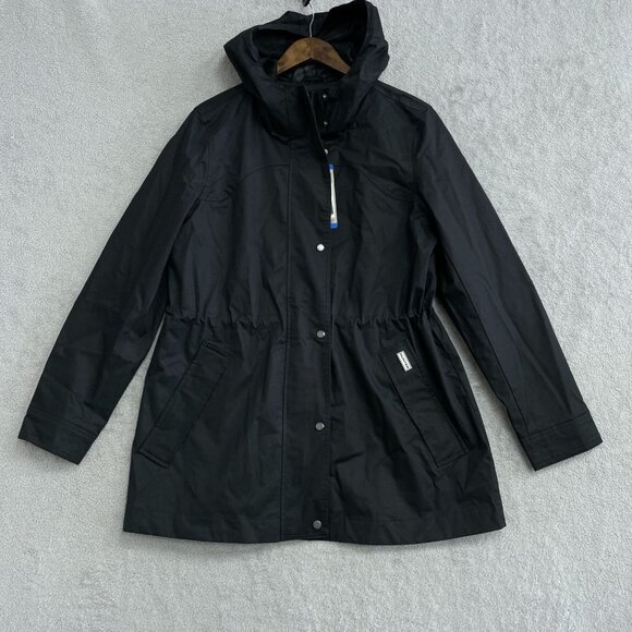 Hunter Ladies' L Black Water Resistant Hooded Cotton Smock Rain Jacket M0787 - Picture 3 of 11